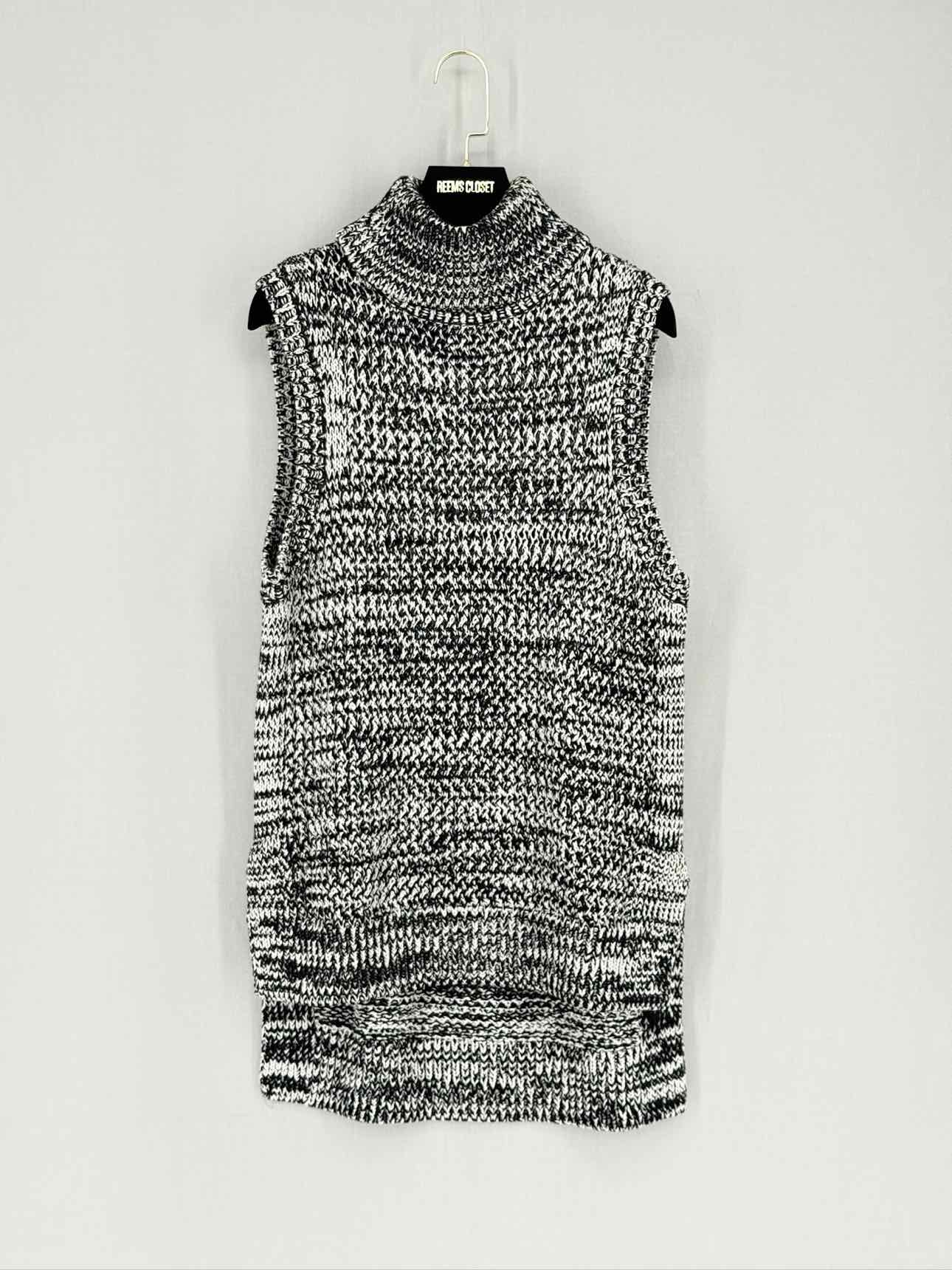 DEREK LAM Polo Neck Black & White Knit Size Large Top