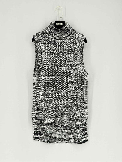 DEREK LAM Polo Neck Black & White Knit Size Large Top