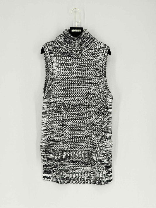 DEREK LAM Polo Neck Black & White Knit Size Large Top