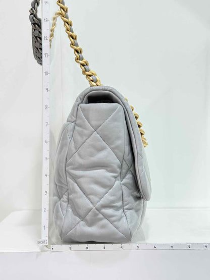 CHANEL 19 Flap Grey Quilted Shoulder Bag