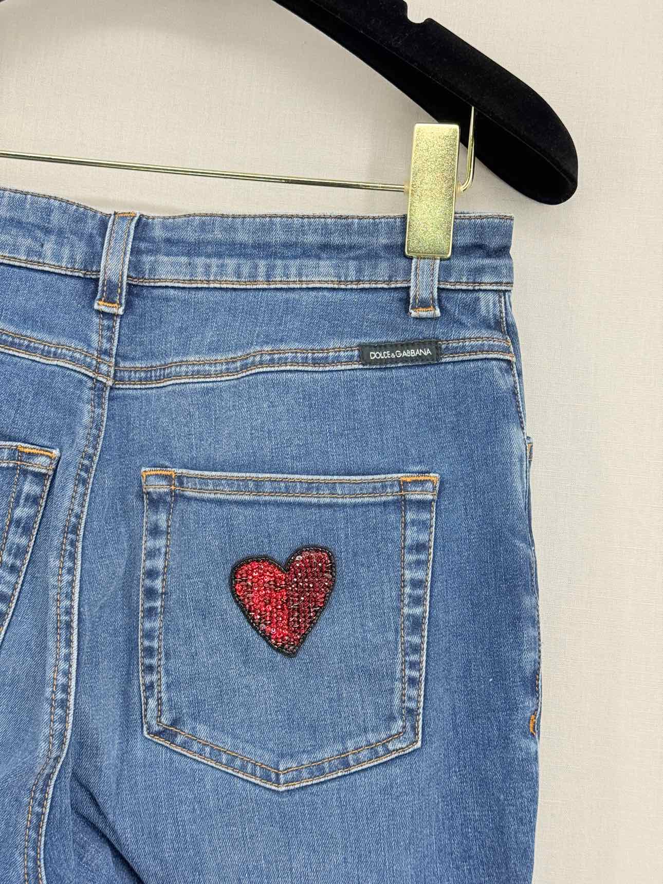 DOLCE & GABBANA Blue Embroidered Size 25 Jeans