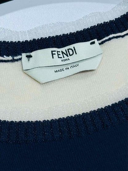 FENDI Fitted Blue & Cream Striped Size US 4 Sweater