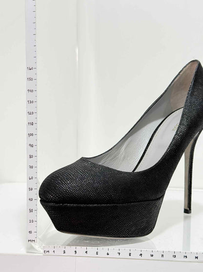 SERGIO ROSSI Black Lizard Embossed Size EU 41 Pumps