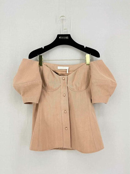 CHLOE Off-The-Shoulder Beige Size US 4 Outfit Set