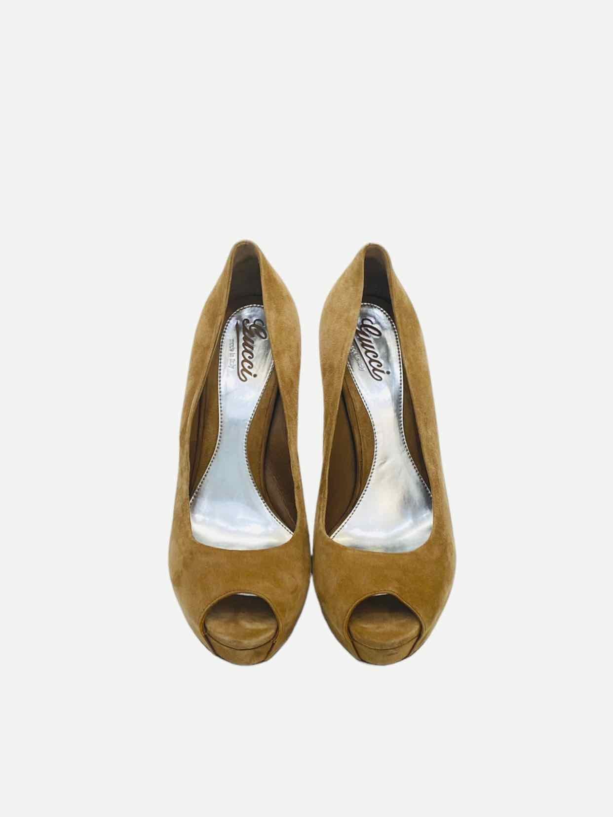 GUCCI Peep Toe Brown Pumps