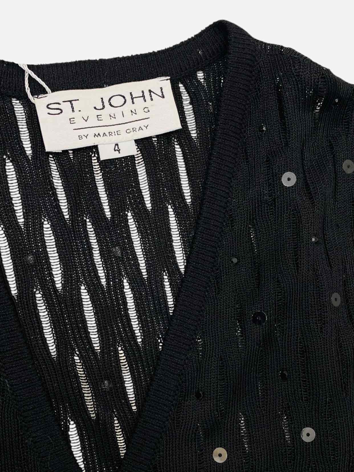 ST. JOHN EVENING Knit Black Size US 4 Cardigan