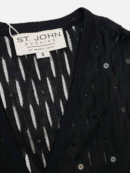 ST. JOHN EVENING Knit Black Size US 4 Cardigan