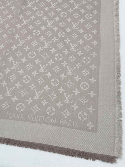 LOUIS VUITTON Taupe Monogram Shawl