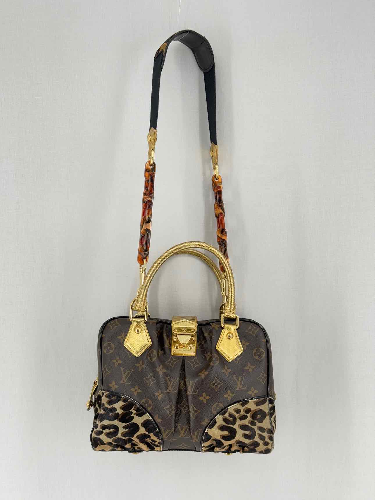 LOUIS VUITTON Adele Brown & Beige Leopard Top Handle