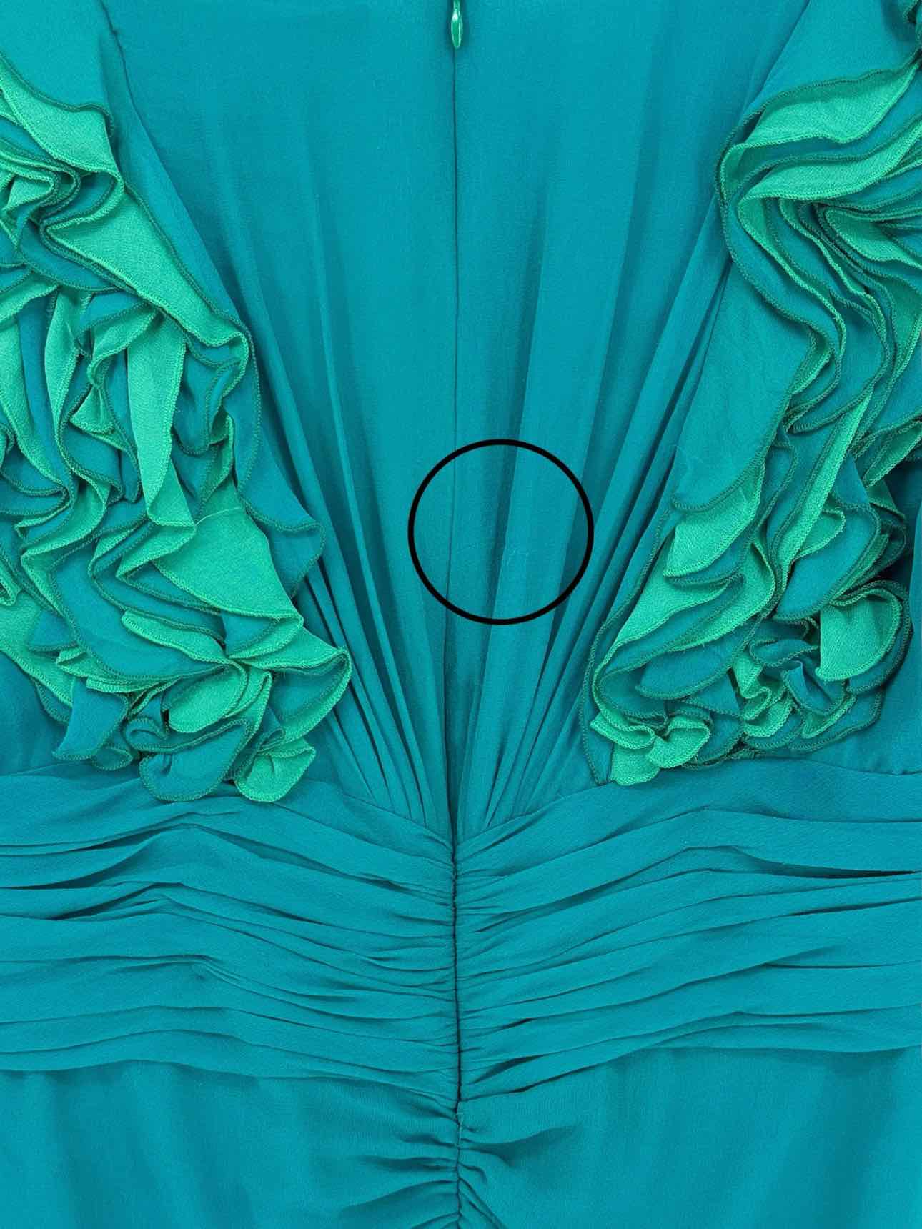 CATHERINE MALANDRINO Green Ruched Size US 8 Long Dress