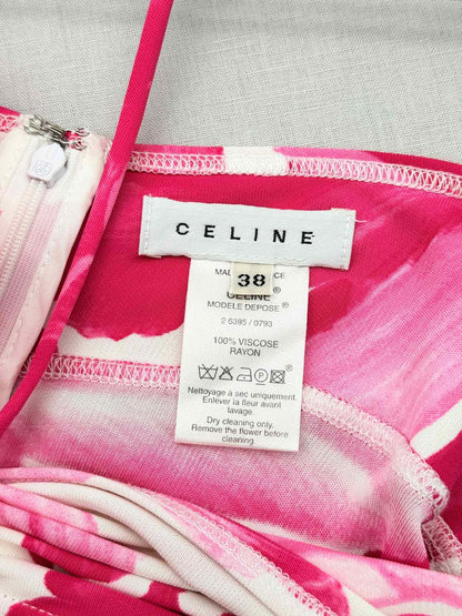 CELINE Runway Pink & White Size US 6 Long Dress