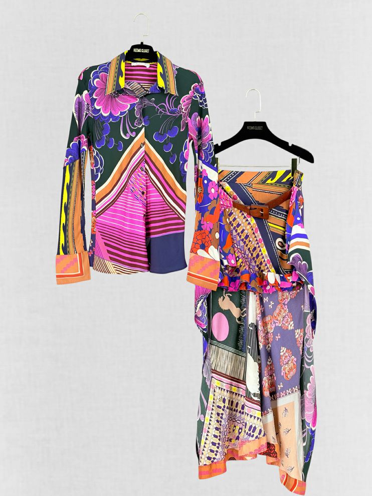 CHLOE Pink Multicolor Printed Size US 6/8 Outfit Set