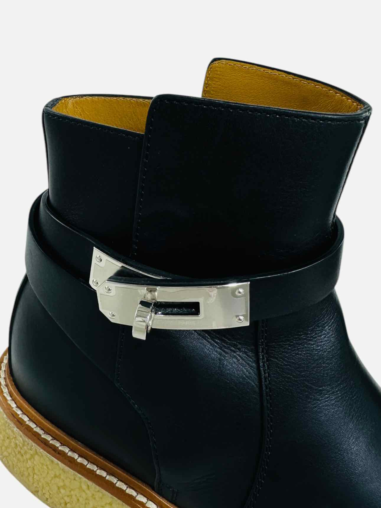 HERMES History Black Booties 36