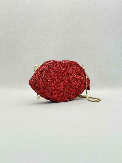 LULU GUINNESS Glitter Lips Red Crossbody