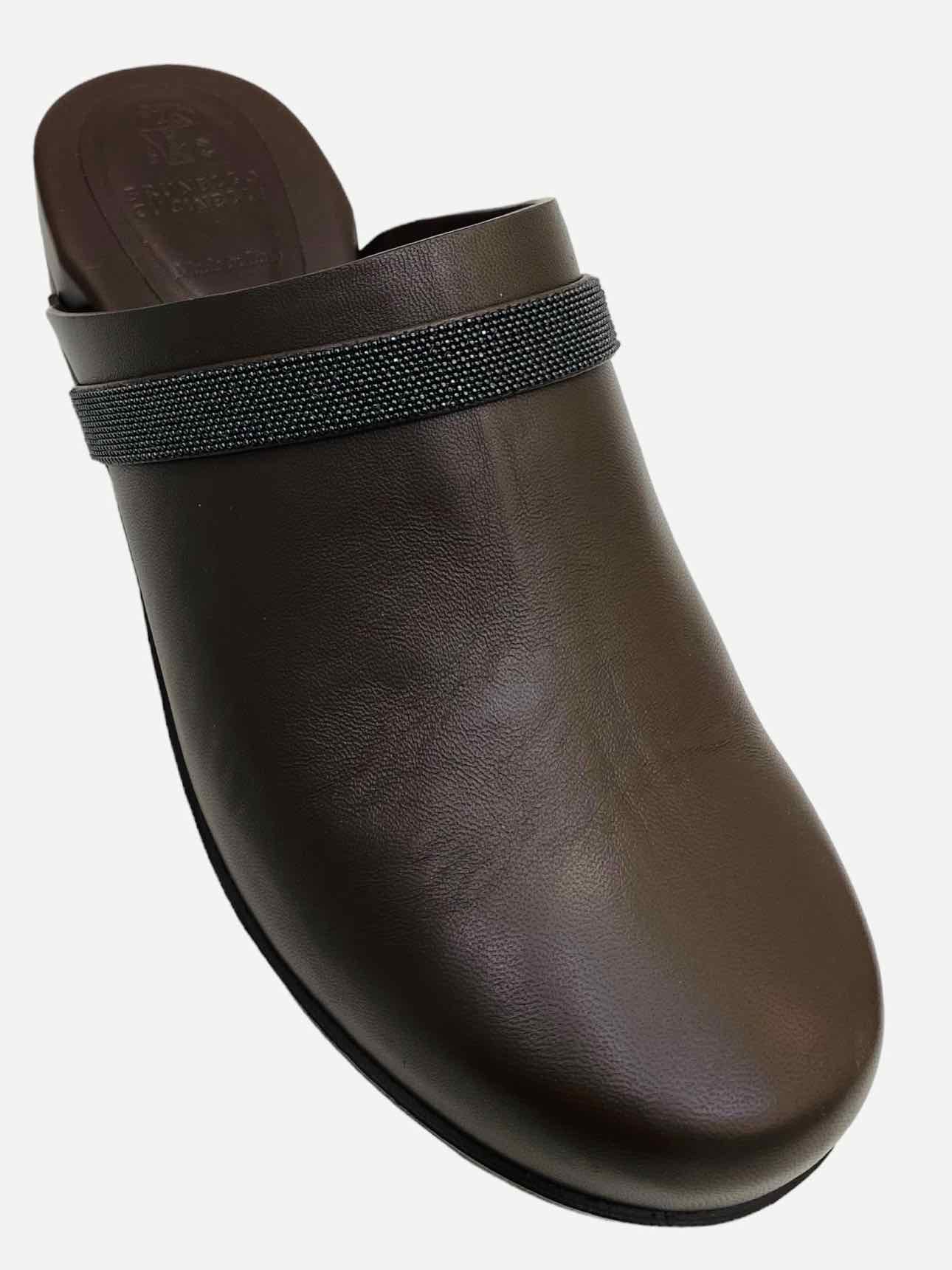 Pre-loved BRUNELLO CUCINELLI Monili Brown Clogs from Reems Closet