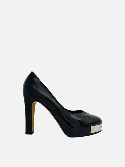 CHANEL Black Cap Toe Pumps 38