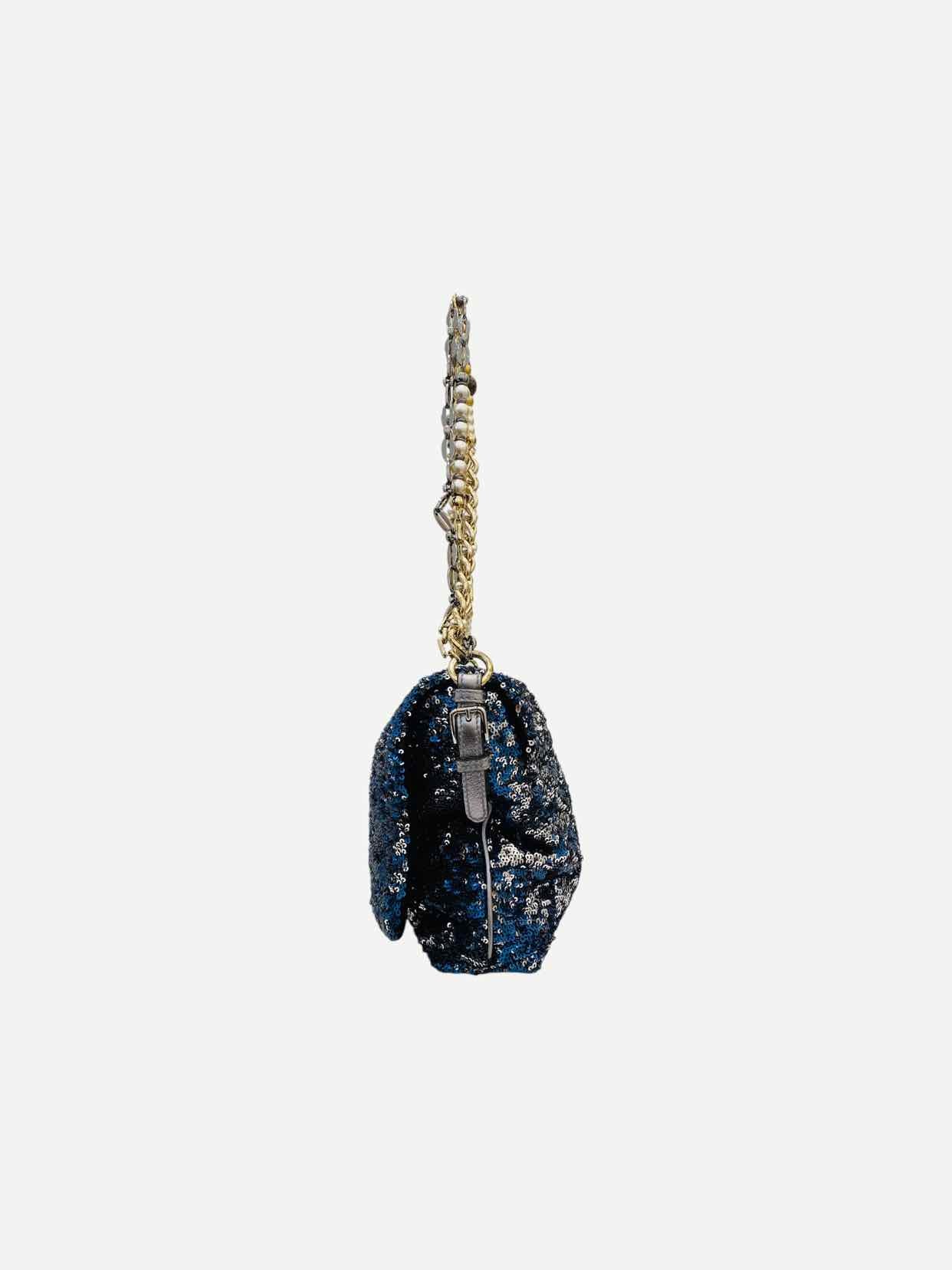 DOLCE & GABBANA Miss Charles Blue & Silver Shoulder Bag