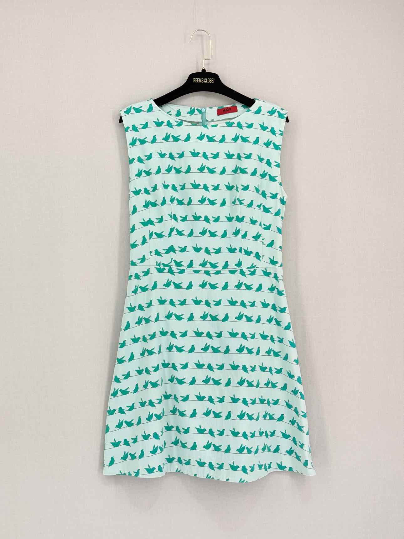 HUGO White & Green Printed Size Small Knee Length Dress