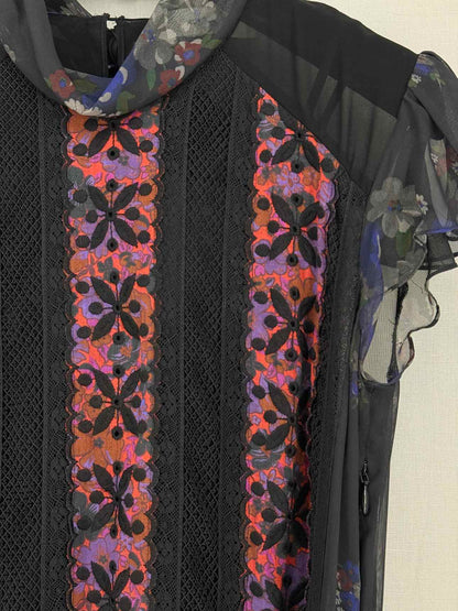 COACH Black Multicolor Size US 00 Midi Dress