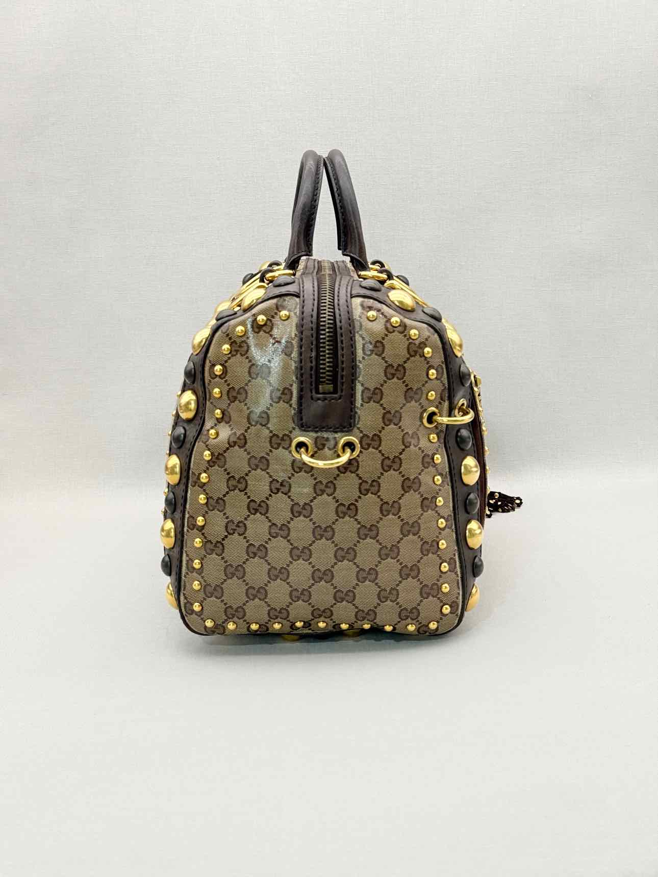 GUCCI Babouska Brown & Beige GG Top Handle