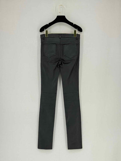 SAINT LAURENT Leather Black Size US 2 Pants