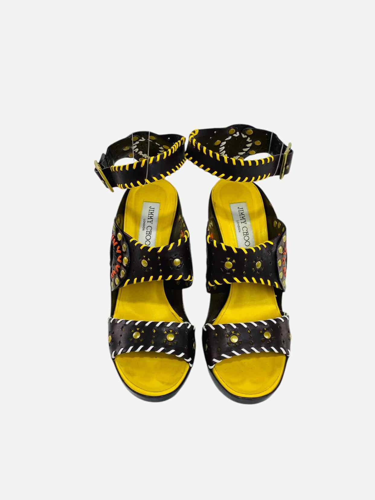 JIMMY CHOO Brown & Yellow Size EU 40 Heeled Sandals