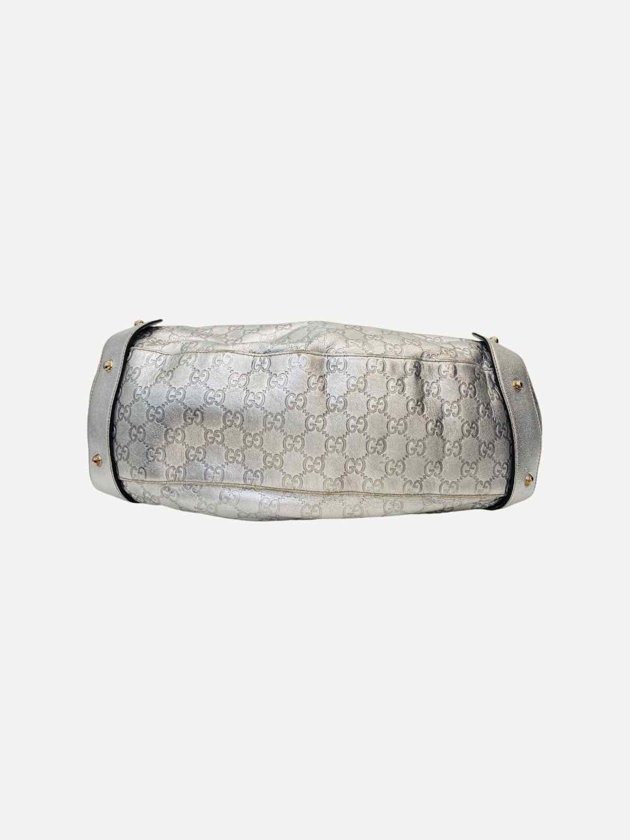 GUCCI Horsebit Silver Guccissima Shoulder Bag