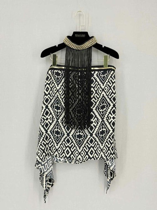ELISABETTA FRANCHI Black & White Printed Size US 6 Top