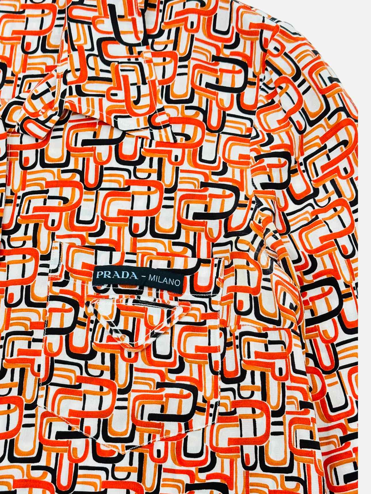 PRADA Basic Orange Multicolor Printed Shirt