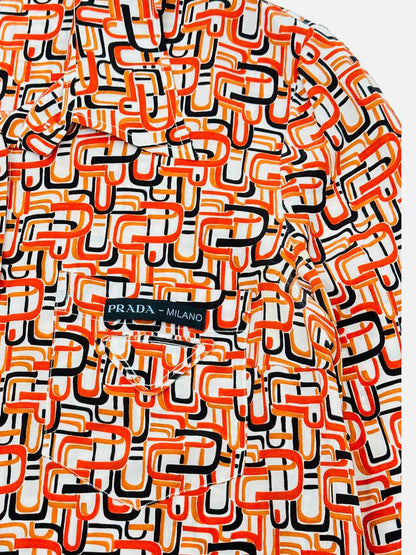 PRADA Basic Orange Multicolor Printed Shirt