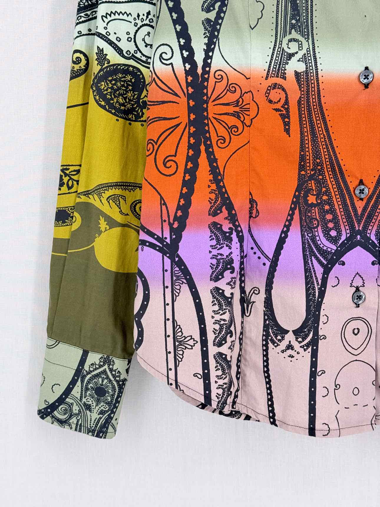 ETRO Khaki Multicolor Paisley Print Size US 2 Shirt