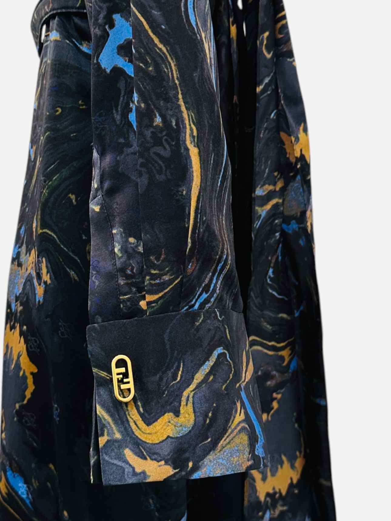 FENDI Marbled Black Multicolor Size Small Long Dress