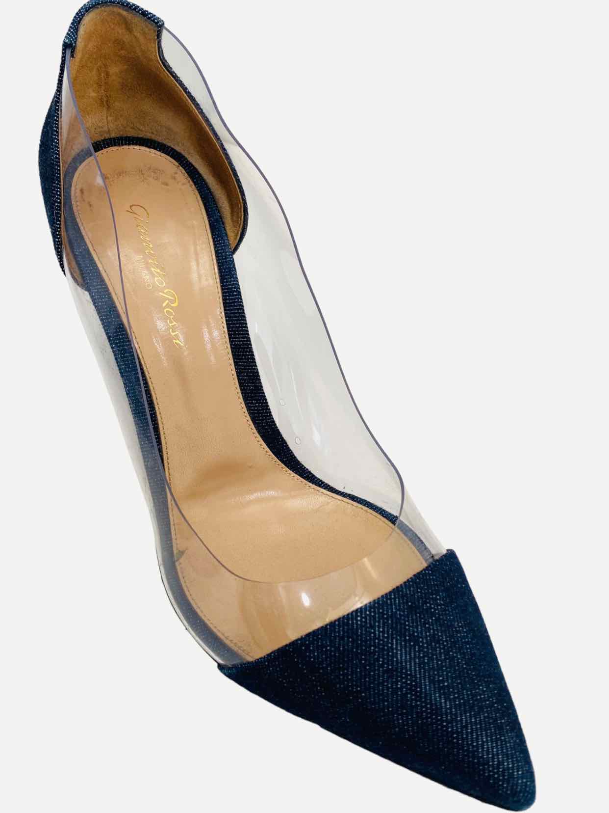 GIANVITO ROSSI Denim &amp; PVC Blue Pumps 40