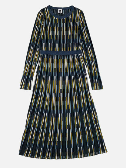 M MISSONI Intarsia Knit Grey Midi Dress