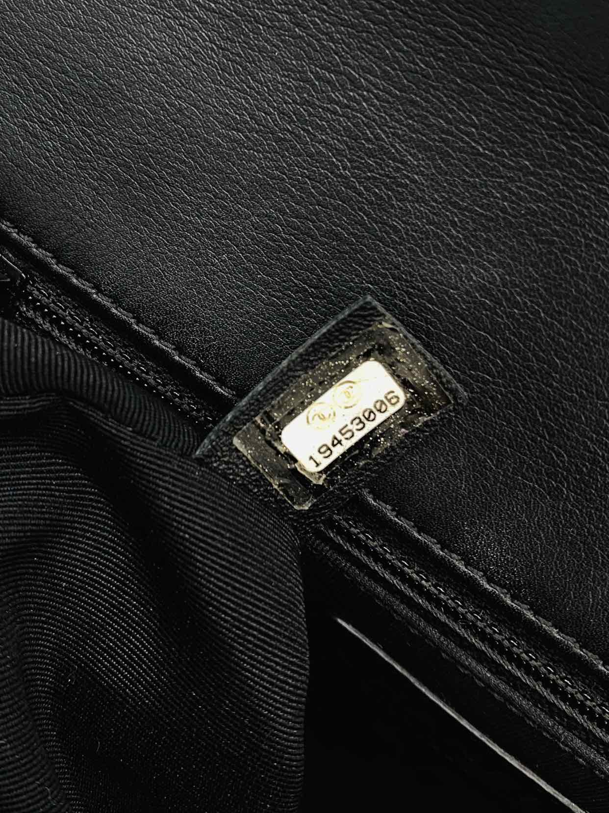 CHANEL Boy Black & White Checkerboard Trim Shoulder Bag