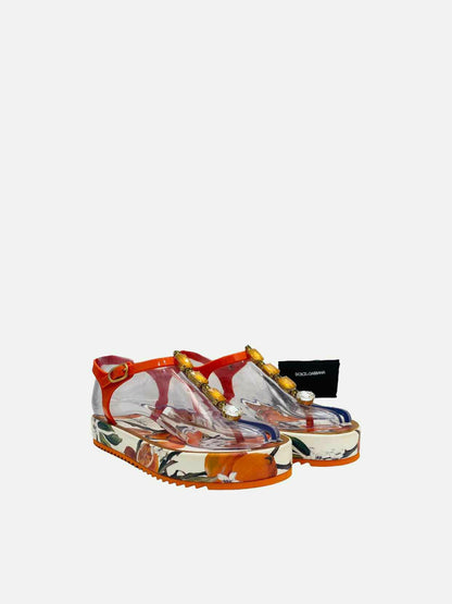 DOLCE & GABBANA Ankle Strap Orange Size EU 38.5 Sandals