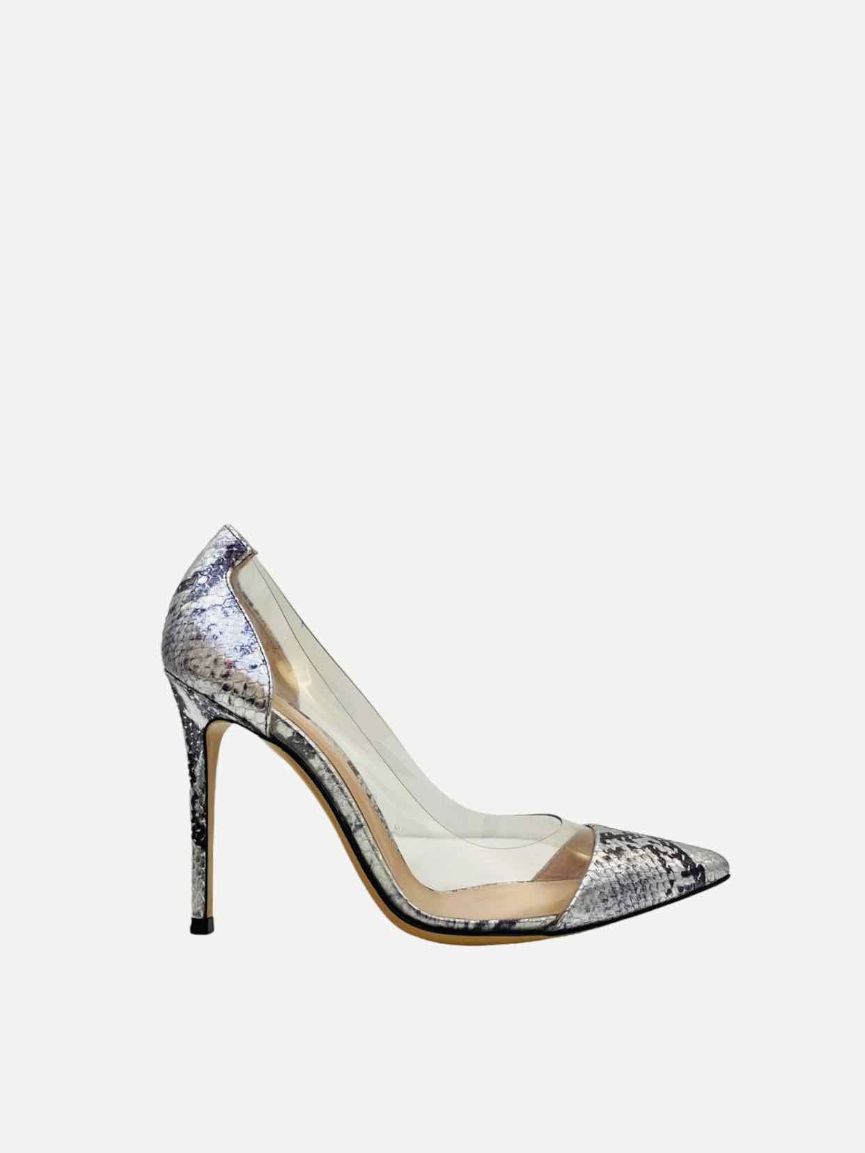 GIANVITO ROSSI Plexi Silver w/ Black Size EU 37 Pumps
