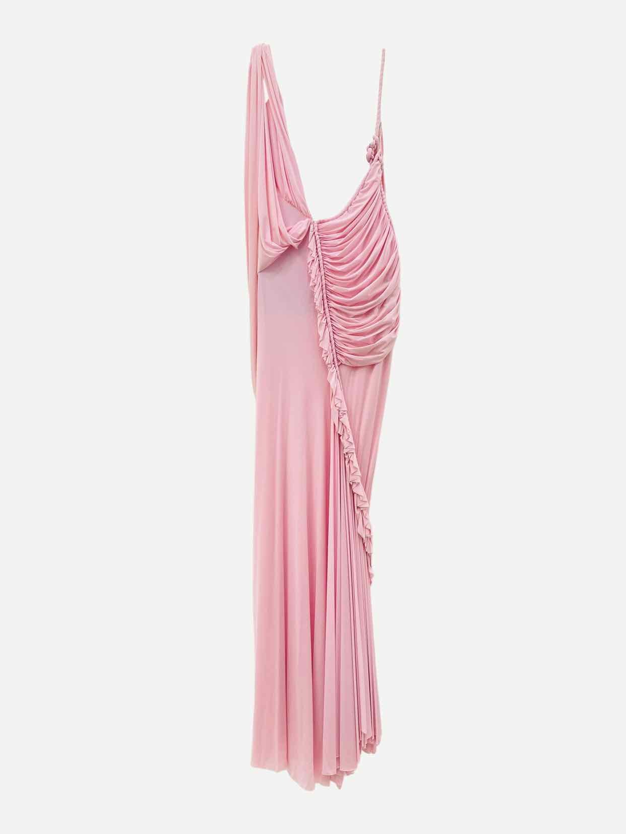 ZAC POSEN Ruched Baby Pink Long Dress