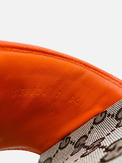 GUCCI GG Supreme Brown w/ Orange Size EU 41 Slides