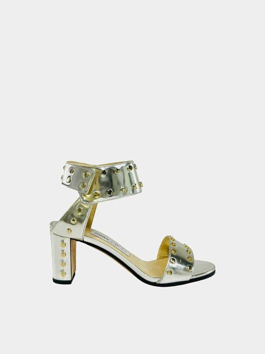 JIMMY CHOO Veto 65 Silver Heeled Sandals 35