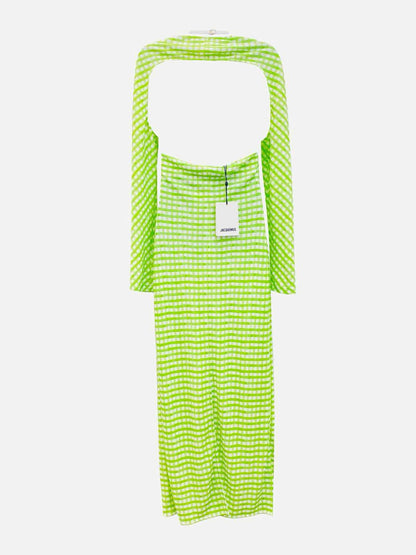JACQUEMUS Green & White Checked Size US 4 Midi Dress