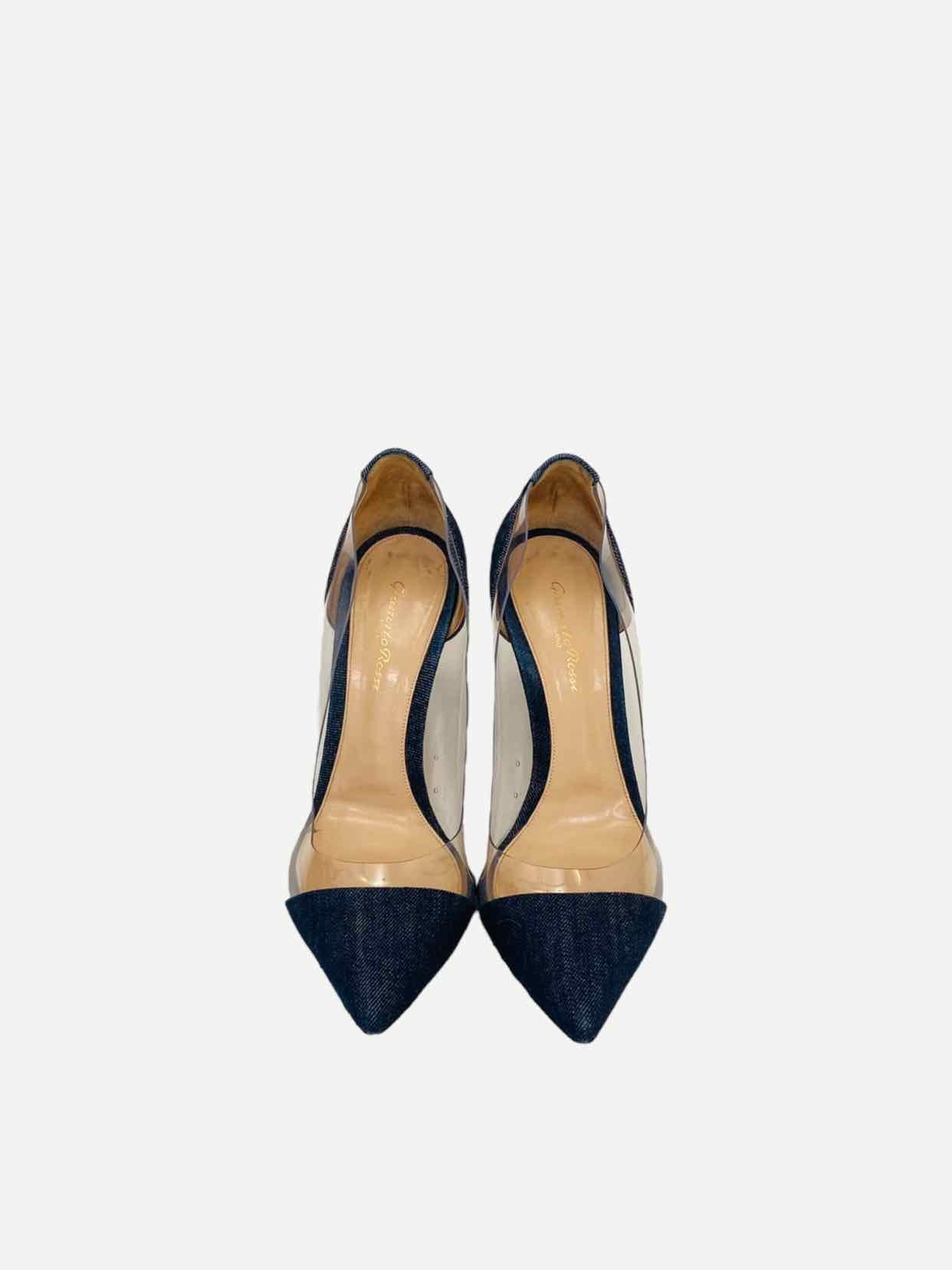 GIANVITO ROSSI Denim &amp; PVC Blue Pumps 40