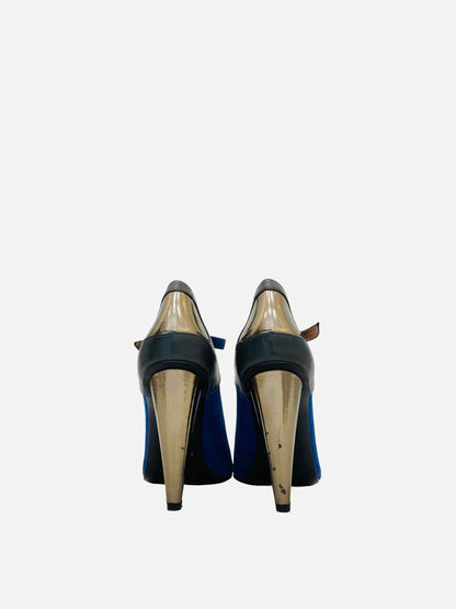 ROLAND MOURET Ankle Strap Blue & Black Pumps 37