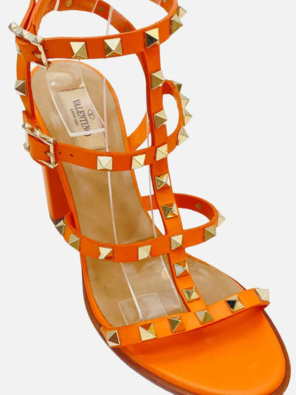 VALENTINO Rockstud Orange Heeled Sandals 41