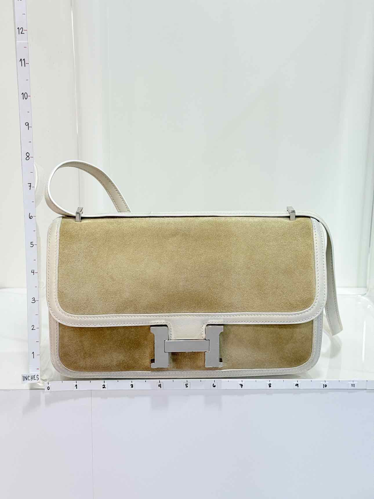 HERMES Constance Beige & White Crossbody
