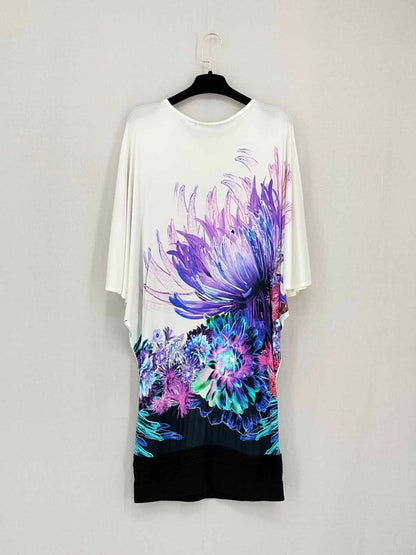 ROBERTO CAVALLI White Multicolor Size US 6 Short Dress