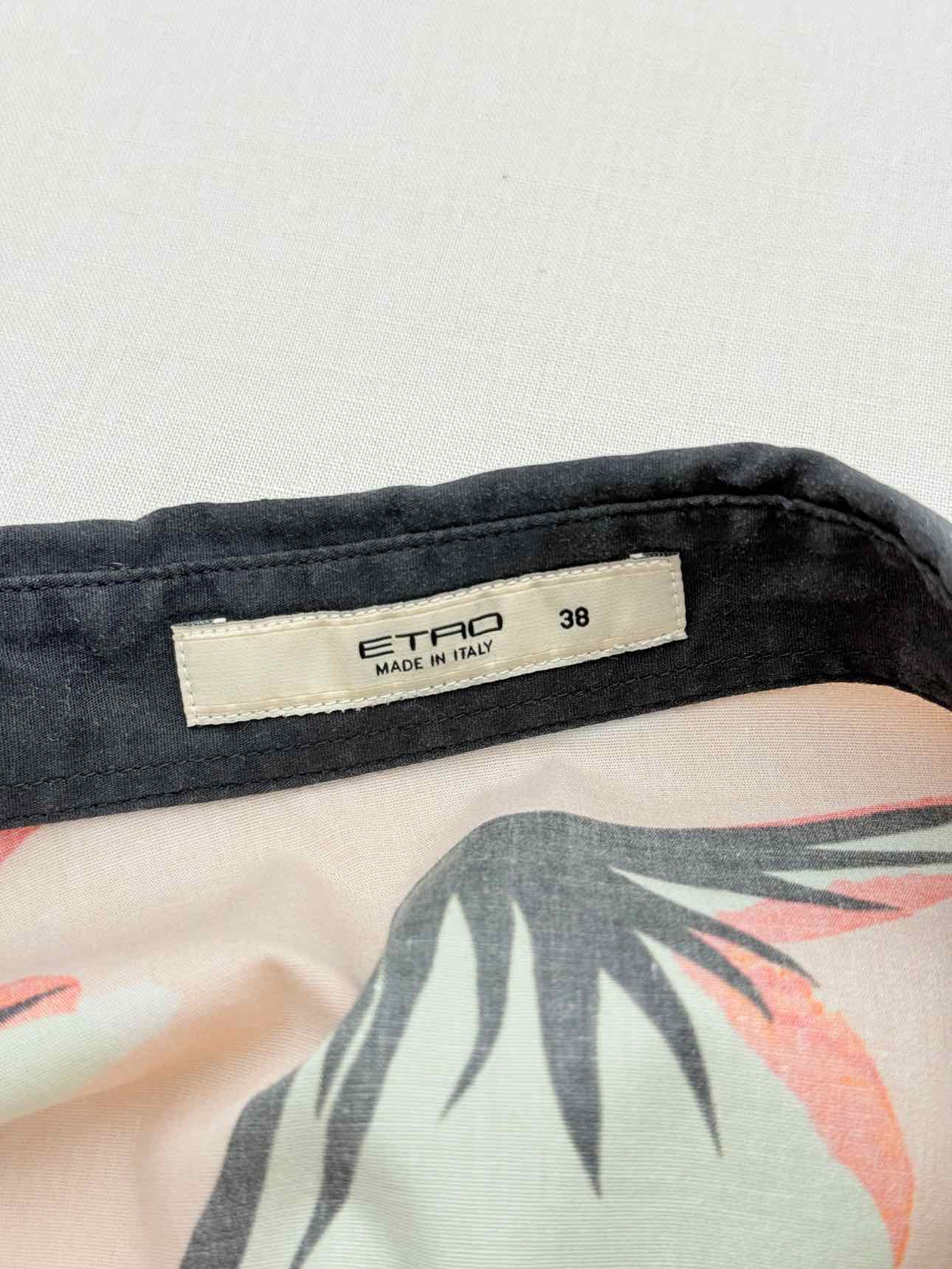 ETRO Blue Multicolor Floral Print Size US 2 Shirt