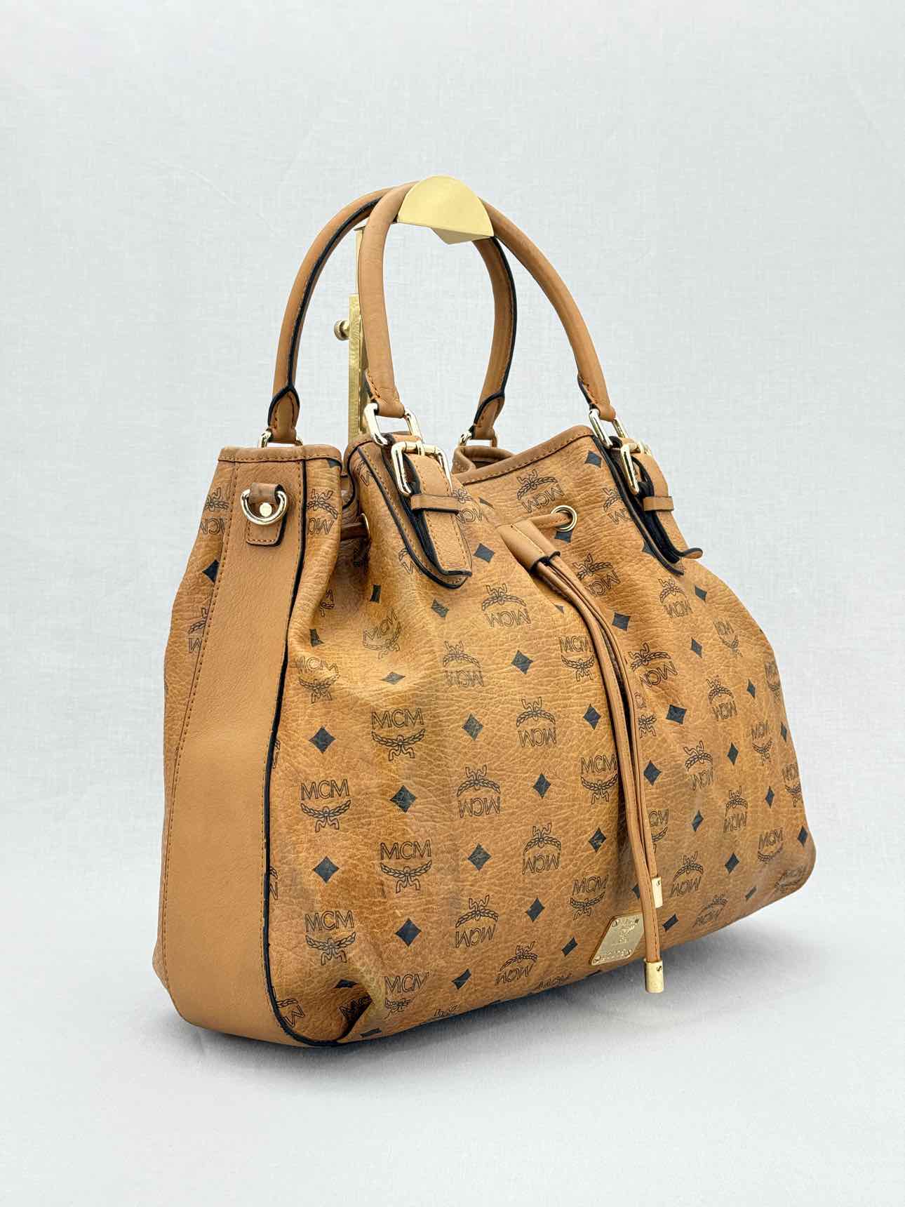 MCM Visetos Tan Monogram Shoulder Bag