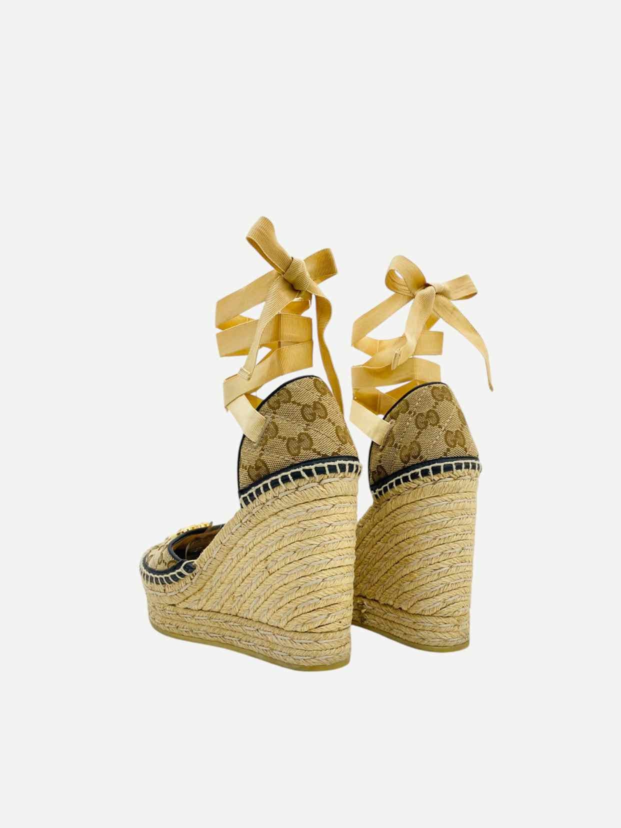 GUCCI Espadrille Beige GG Size EU 35.5 Wedges