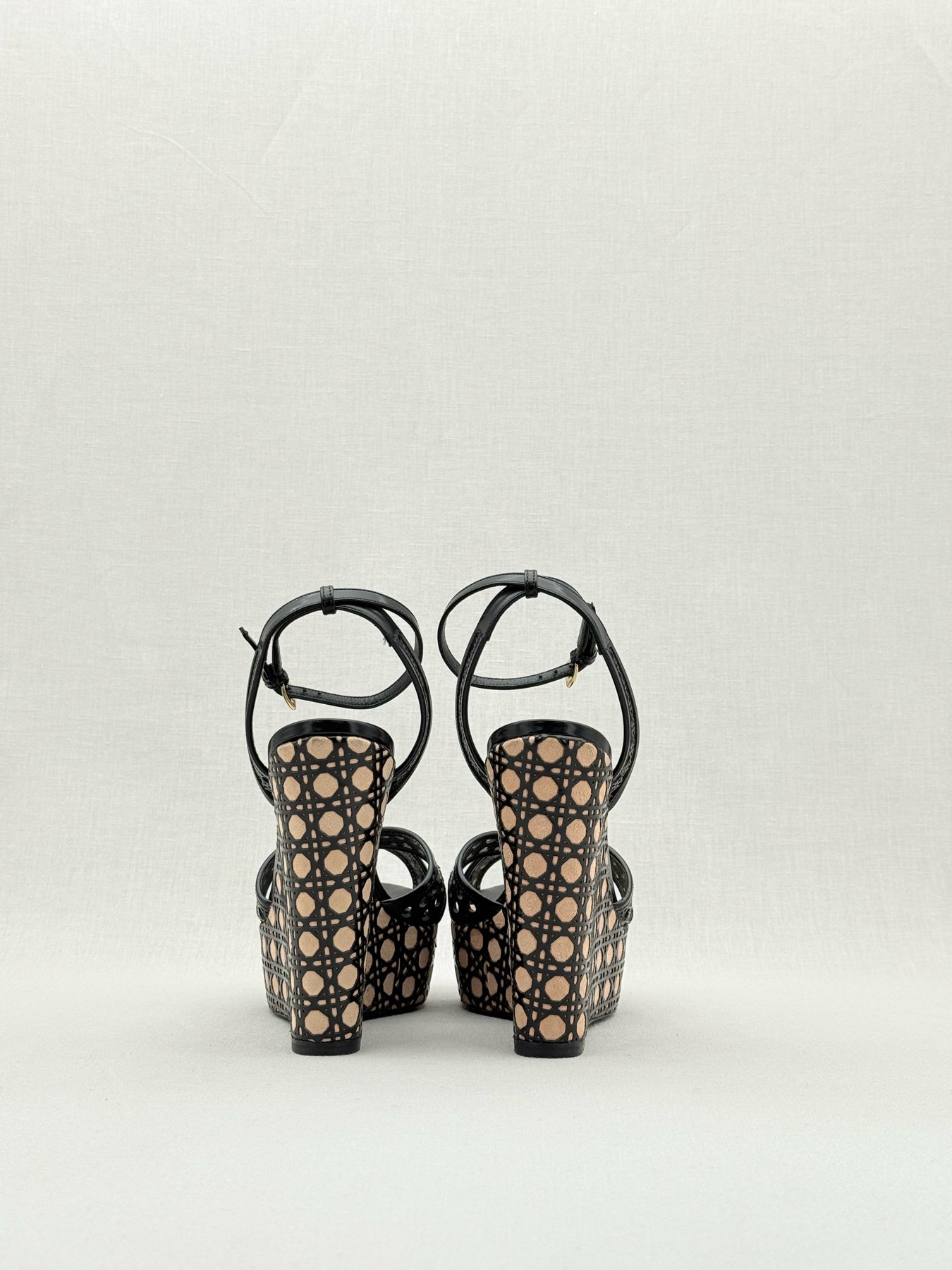 CHRISTIAN DIOR Cannage Cutout Black Size EU 37.5 Wedges